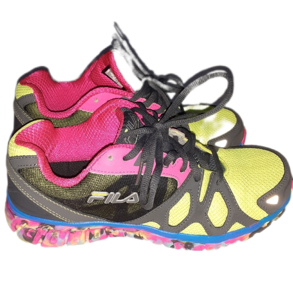 Fila Lime Green & Pink Sneakers Women's Size 8 RN # 91175